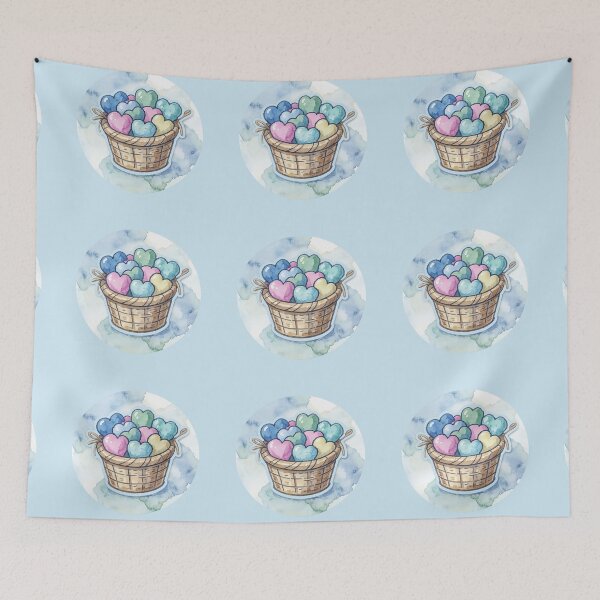 Item preview, Pastel Heart Basket Watercolor Sticker designed and sold by Hari Arts.