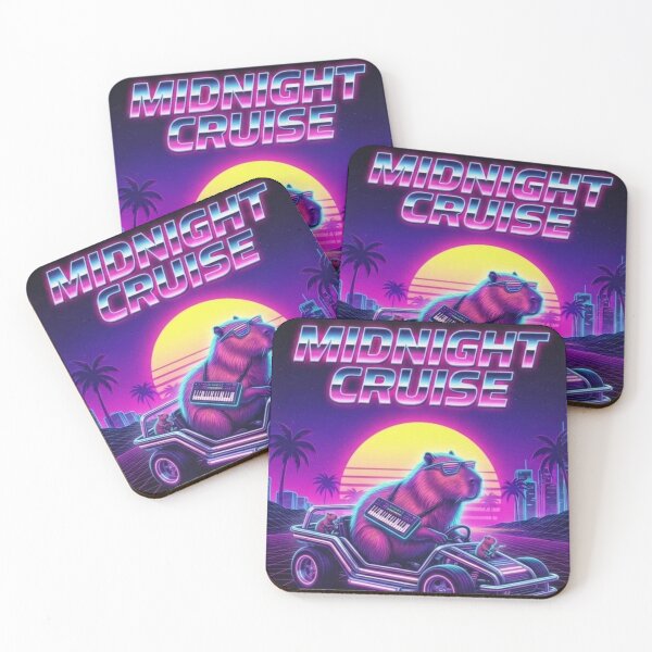 Item preview, Synthwave Capybara Midnight Cruise Neon 80s Retro designed and sold by Artsformore.