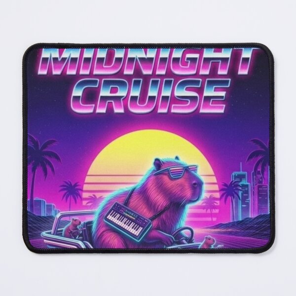 Item preview, Synthwave Capybara Midnight Cruise Neon 80s Retro designed and sold by DuobrA.