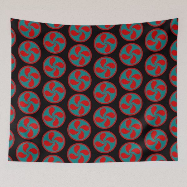 Item preview, Red lauburu Basque cross on green background designed and sold by Provinces de France.