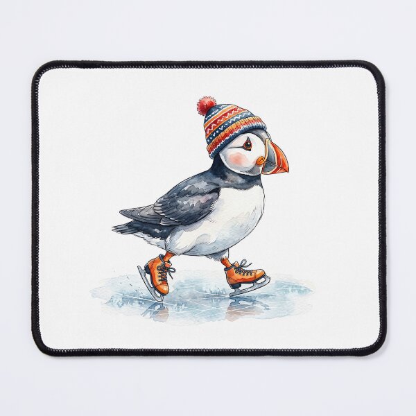 Item preview, Puffin wearing beanie ice skating designed and sold by Steele-Art.