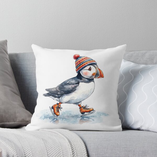 Item preview, Puffin wearing beanie ice skating designed and sold by Steele-Art.