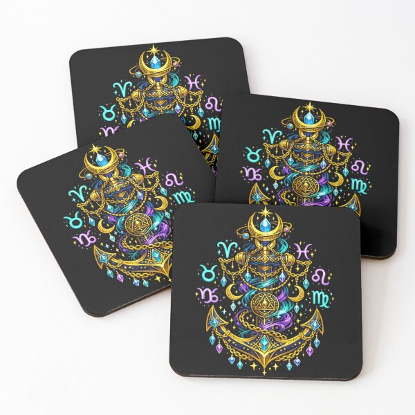 Aperçu de l'œuvre Ancre du Zodiaque Céleste | Art Nautique Astrologique Mystique | Design Fantaisie Cosmique créée et vendue par irfanshikh.