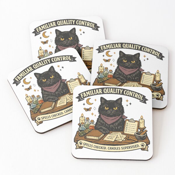 Item preview, Familiar Quality Control Black Cat Witchy Retro Design designed and sold by Concrete Coffee Studio.