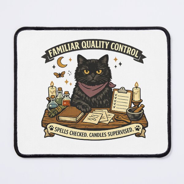 Item preview, Familiar Quality Control Black Cat Witchy Retro Design designed and sold by Concrete Coffee Studio.
