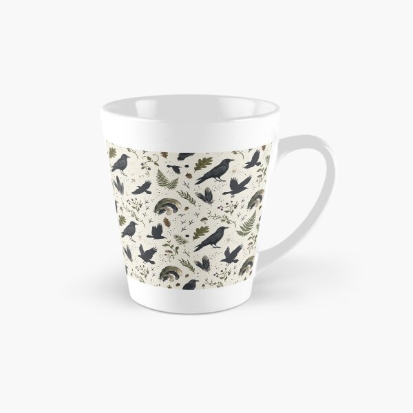 Item preview, Woodland Crow & Forest Botanical Pattern – Hand-Painted Gouache Raven Print designed and sold by OpenDreamArts.