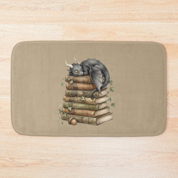 Item preview, Sleeping Black Dragon on Antique Books Dark Academia Watercolor designed and sold by GrabaHuk.