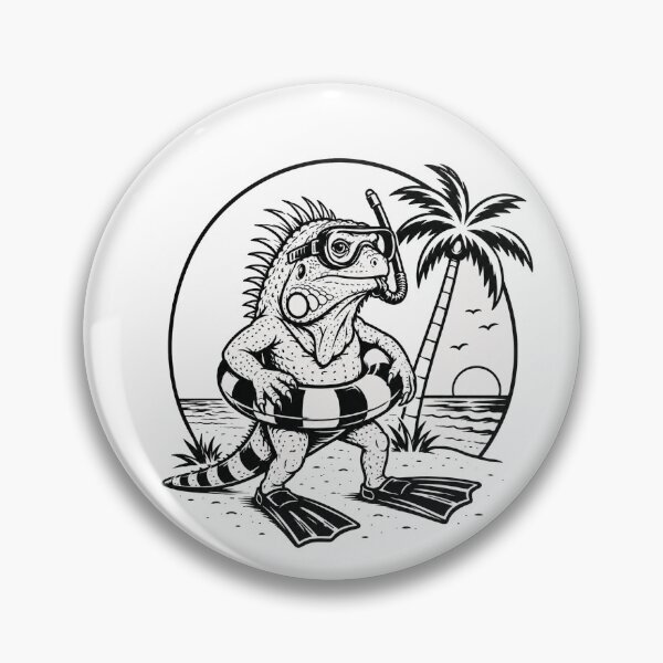 Item preview, Tropical iguana bathing - black and white line drawing designed and sold by OG-CONTROL-P.