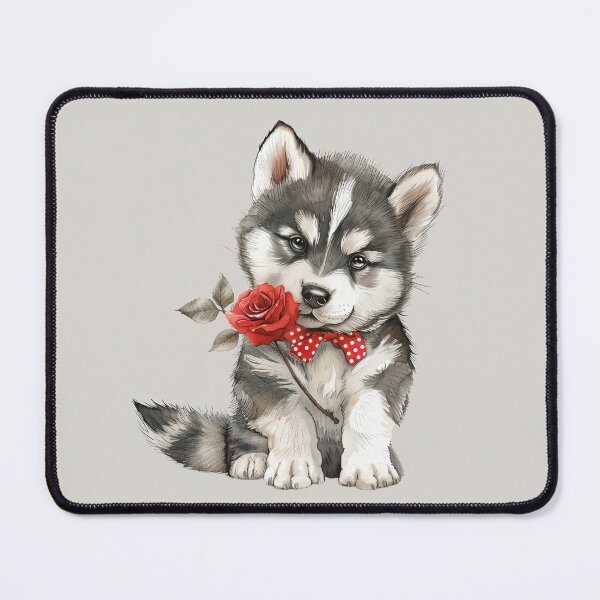 Item preview, Siberian Husky with Red Rose designed and sold by Erika Kaisersot.