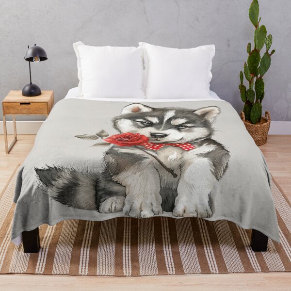 Item preview, Siberian Husky with Red Rose designed and sold by Erika Kaisersot.