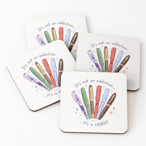 Item preview, Fountain Pen Fan Art "It's Not an Addiction, It's a Hobby" – Colored Pencil Drawing Print for Calligraphy & Ink Lovers designed and sold by Graphicarium Shop.