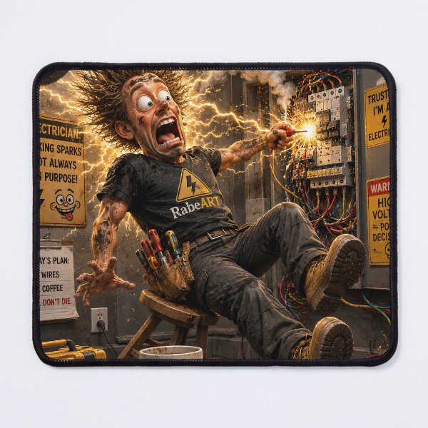 Item preview, Funny Electrician Shocked at Work designed and sold by RabeART.