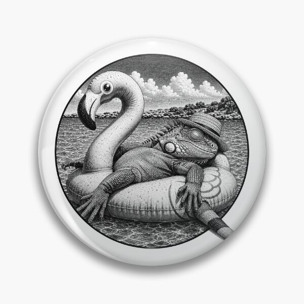 Item preview, Tropical iguana taking a nap - black and white line drawing designed and sold by OG-CONTROL-P.