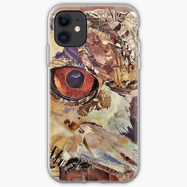 Great Horned Owl Collage Art - CE White Art iPhone Soft Case