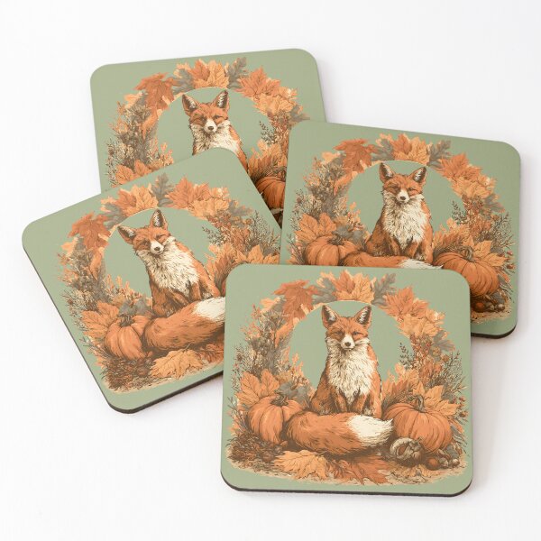 Item preview, Autumn Fox with Pumpkins & Maple Leaves | Cozy Woodland Wildlife Fall Illustration designed and sold by KAM-KAM-STORE.