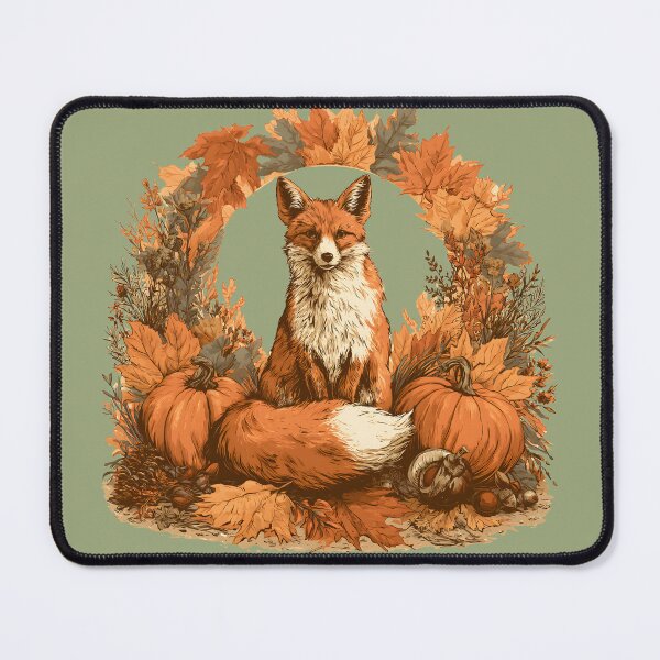 Item preview, Autumn Fox with Pumpkins & Maple Leaves | Cozy Woodland Wildlife Fall Illustration designed and sold by KAM-KAM-STORE.