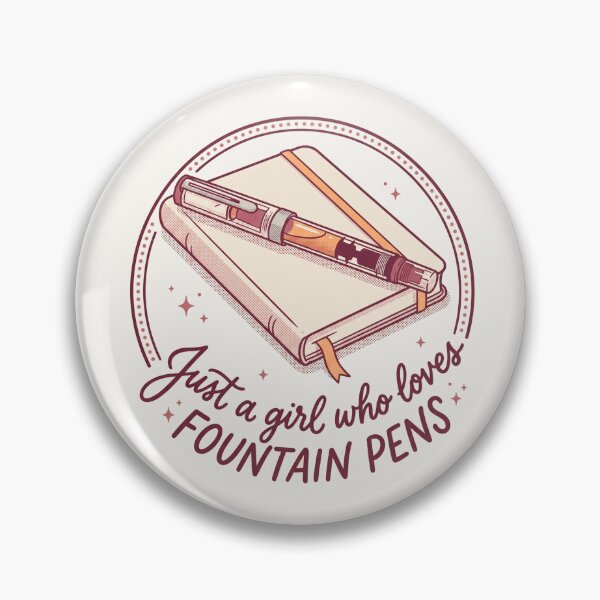 Item preview, Cute Pink Retro Fountain Pen & Journal Print – "Just a Girl Who Loves Fountain Pens" Aesthetic Art for Stationery Lovers designed and sold by Graphicarium Shop.