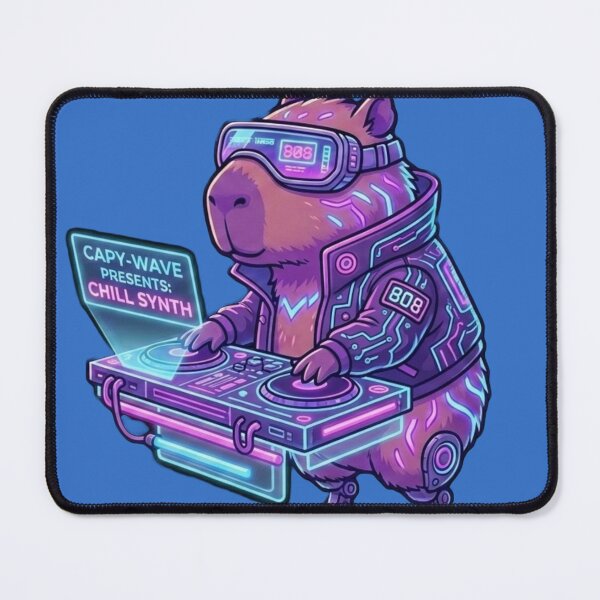 Item preview, Cyberpunk DJ Capybara Synthwave Neon Glow Retro designed and sold by DuobrA.
