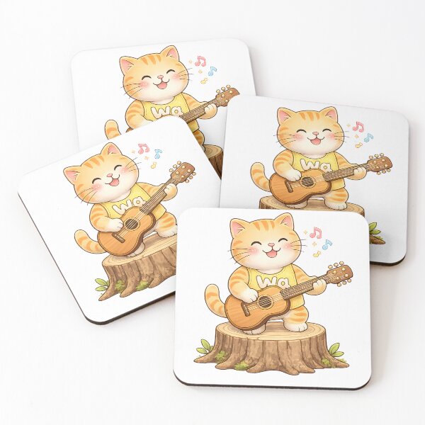 Item preview, Kawaii Orange Cat Guitar Player Cute Music Cat Design designed and sold by Wawa5656.