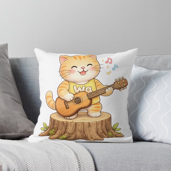 Item preview, Kawaii Orange Cat Guitar Player Cute Music Cat Design designed and sold by Wawa5656.