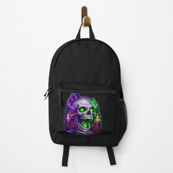 Item preview, Neon Glow Skull Halloween T‑Shirt – Electric Purple & Green Horror Art designed and sold by EdgeSphere.