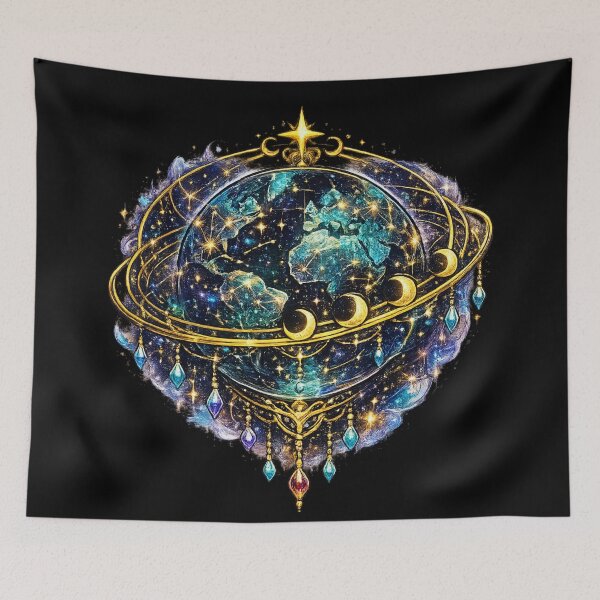 Item preview, Celestial Earth Globe Zodiac Astrology Fantasy Cosmic Planet Premium Sticker T-Shirt designed and sold by irfanshikh.