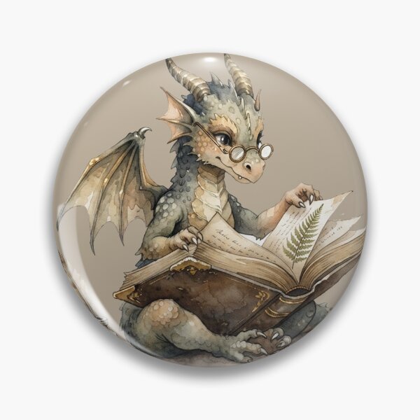Item preview, The Scholar Dragon Reading a Vintage Book Watercolor designed and sold by GrabaHuk.