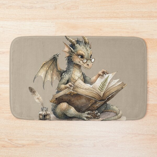 Item preview, The Scholar Dragon Reading a Vintage Book Watercolor designed and sold by GrabaHuk.