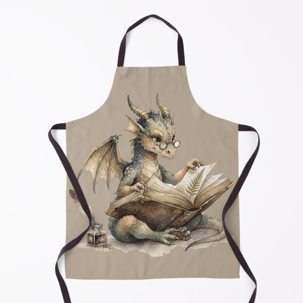 Item preview, The Scholar Dragon Reading a Vintage Book Watercolor designed and sold by GrabaHuk.