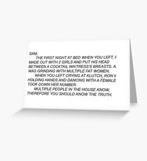 Anonymous Letter To Sammi Greeting Card