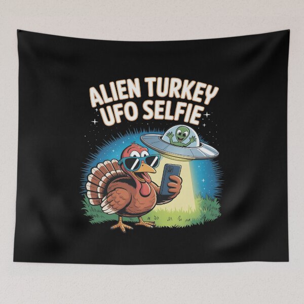 Item preview, Alien Turkey UFO Selfie Funny Space Thanksgiving Meme Design designed and sold by SkymarArt.
