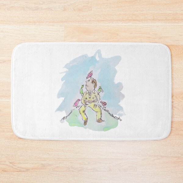 Item preview, man sitting on grass aith birds designed and sold by Inky Fingers Illustrations.