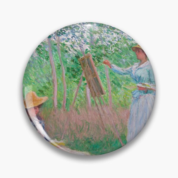 Item preview, Dreamy Monet-Inspired Nature Painting woman drawing woman on the garden designed and sold by Matari-matari.