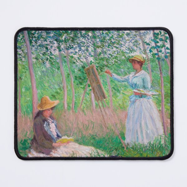Item preview, Dreamy Monet-Inspired Nature Painting woman drawing woman on the garden designed and sold by Matari-matari.