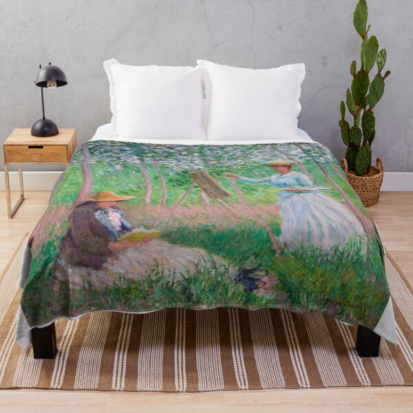 Item preview, Dreamy Monet-Inspired Nature Painting woman drawing woman on the garden designed and sold by Matari-matari.