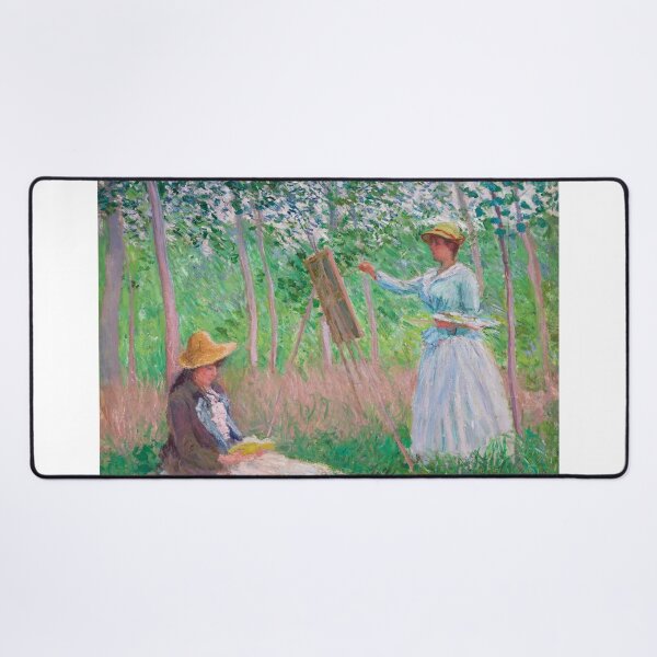Item preview, Dreamy Monet-Inspired Nature Painting woman drawing woman on the garden designed and sold by Matari-matari.
