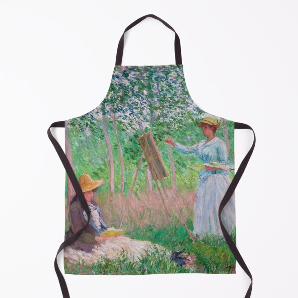 Item preview, Dreamy Monet-Inspired Nature Painting woman drawing woman on the garden designed and sold by Matari-matari.