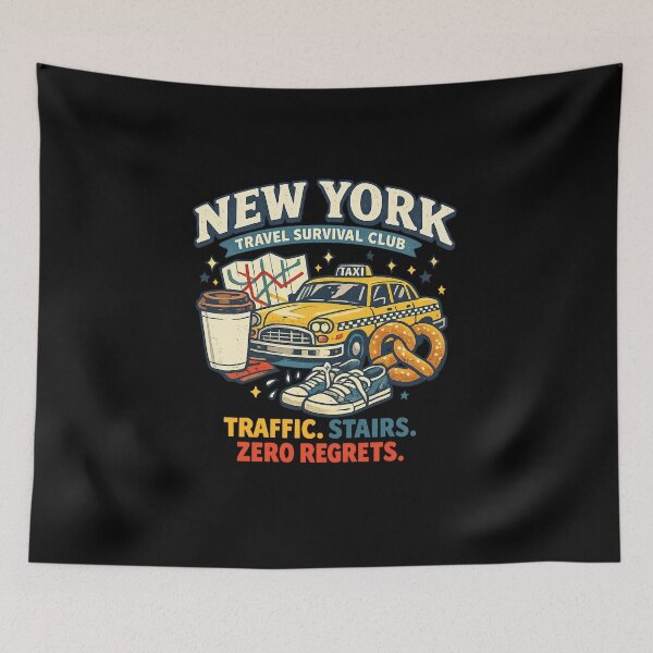 Item preview, New York Travel Survival Club – Funny Retro NYC Tourist Design designed and sold by Concrete Coffee Studio.