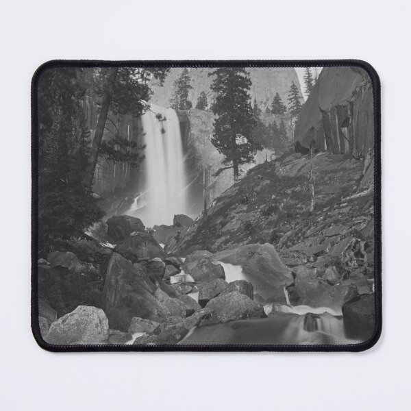 Item preview, Vintage Piwyac, Vernal Falls, 300 feet, Yosemite National Park fine art black and white photograph circa 1861 by Carleton E. Watkins designed and sold by Astrid Arkhangelsky.