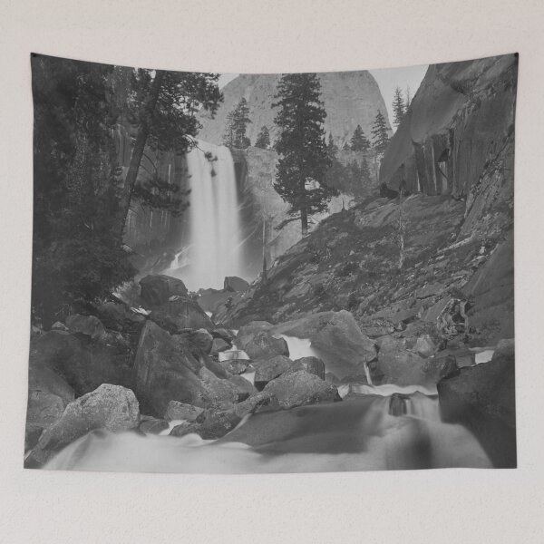 Item preview, Vintage Piwyac, Vernal Falls, 300 feet, Yosemite National Park fine art black and white photograph circa 1861 by Carleton E. Watkins designed and sold by Astrid Arkhangelsky.