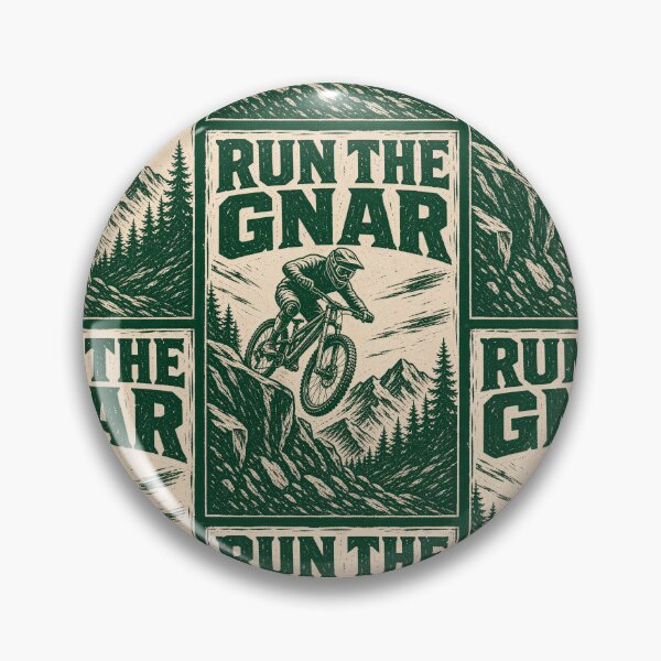 Item preview, Run the Gnar Mountain Bike Linocut Print Tee Sticker MTB Trail Rider Gift designed and sold by sharifex.