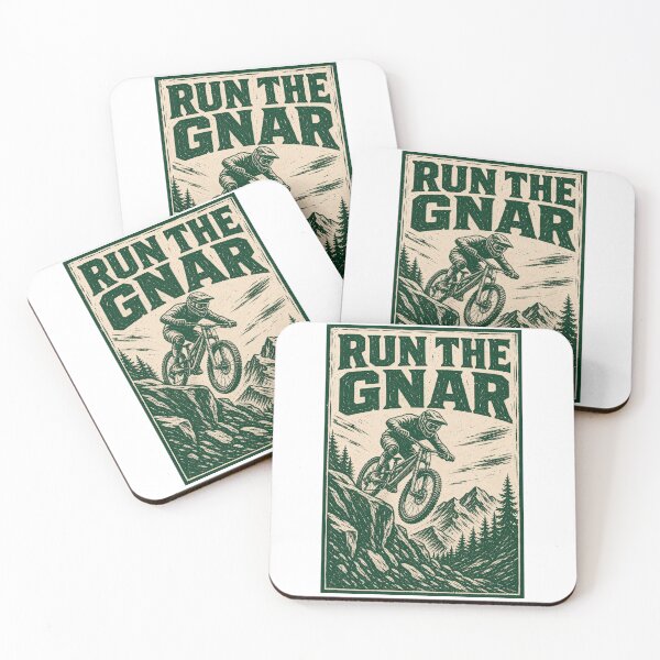 Item preview, Run the Gnar Mountain Bike Linocut Print Tee Sticker MTB Trail Rider Gift designed and sold by sharifex.