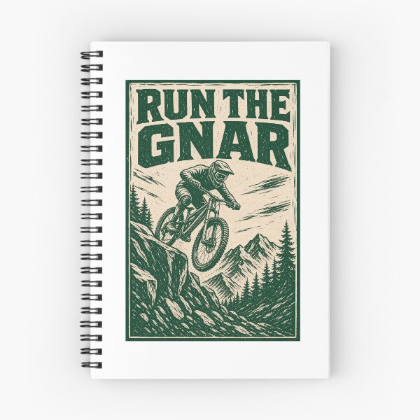 Item preview, Run the Gnar Mountain Bike Linocut Print Tee Sticker MTB Trail Rider Gift designed and sold by sharifex.