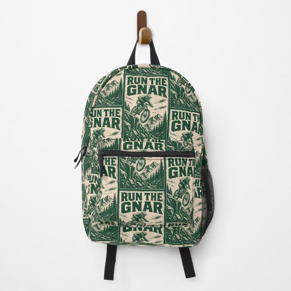 Item preview, Run the Gnar Mountain Bike Linocut Print Tee Sticker MTB Trail Rider Gift designed and sold by sharifex.