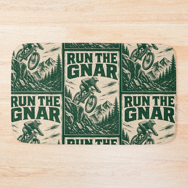 Item preview, Run the Gnar Mountain Bike Linocut Print Tee Sticker MTB Trail Rider Gift designed and sold by sharifex.