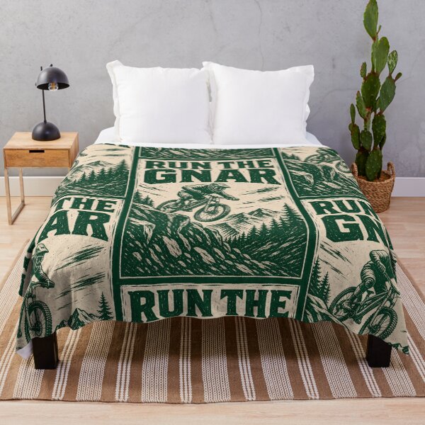 Item preview, Run the Gnar Mountain Bike Linocut Print Tee Sticker MTB Trail Rider Gift designed and sold by sharifex.