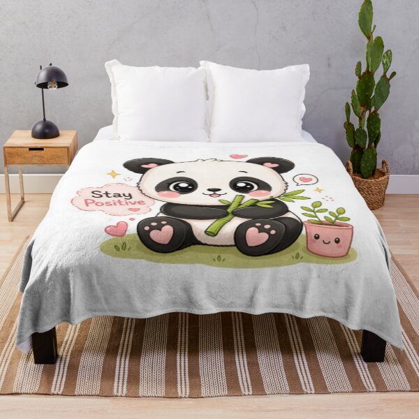 Item preview, Kawaii Panda Stay Positive Sticker | Cute Panda with Bamboo Aesthetic Design designed and sold by Vegasstickers.