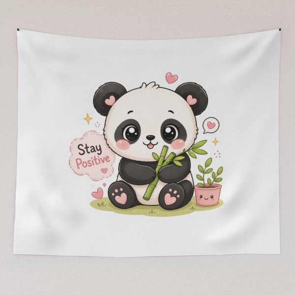 Item preview, Kawaii Panda Stay Positive Sticker | Cute Panda with Bamboo Aesthetic Design designed and sold by Vegasstickers.