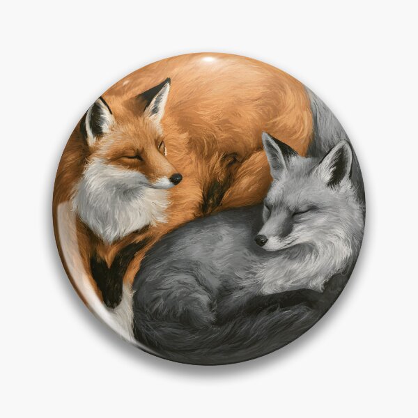 Item preview, Yin Yang Sleeping Foxes | Red & Silver Fox Wildlife Nature Illustration designed and sold by KAM-KAM-STORE.