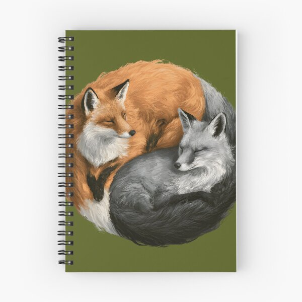 Item preview, Yin Yang Sleeping Foxes | Red & Silver Fox Wildlife Nature Illustration designed and sold by KAM-KAM-STORE.